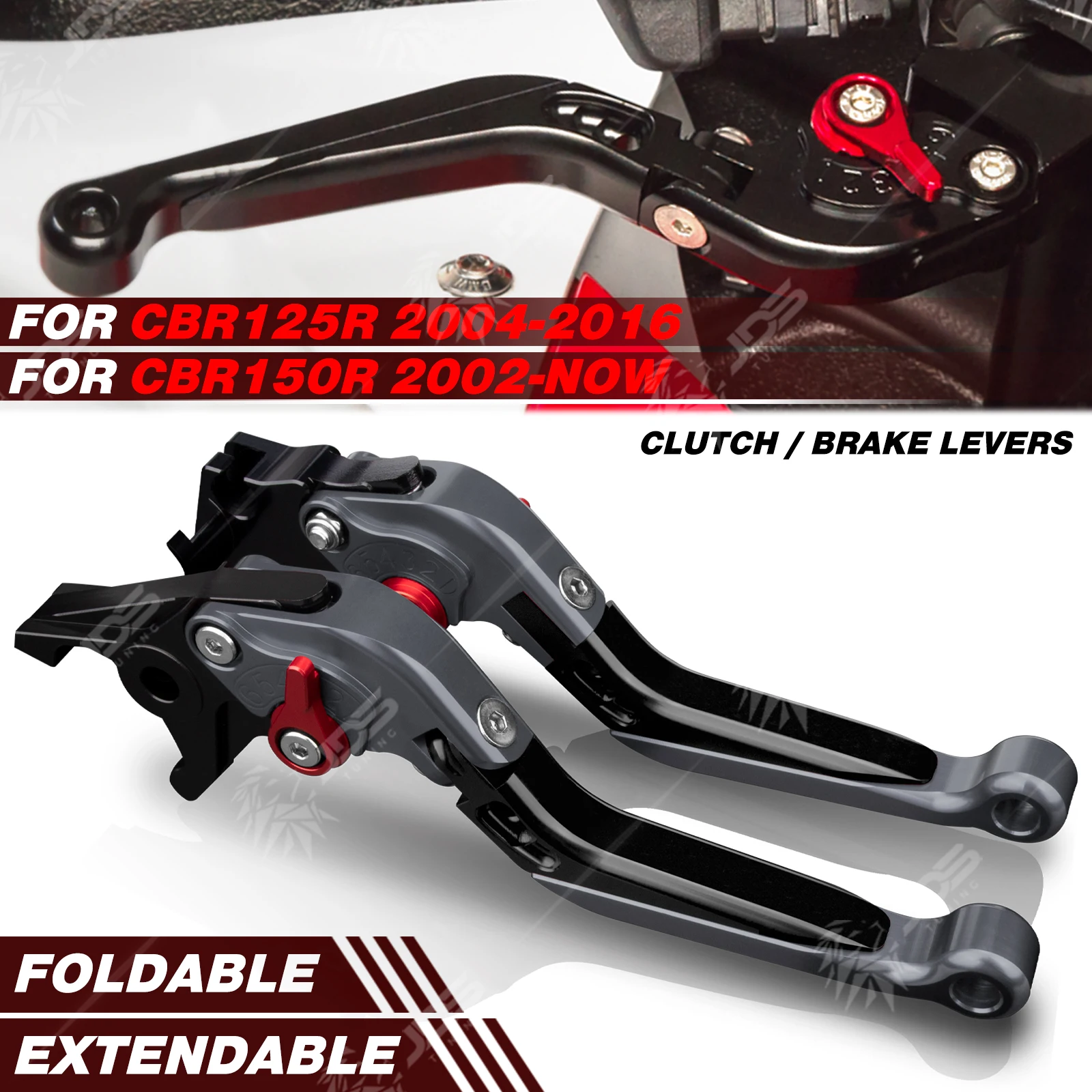

JDSTUNING For Honda CBR125R/CBR150R 2002-NOW Folding Clutch and Brake Lever Set Adjustable Levers Accessories Parts