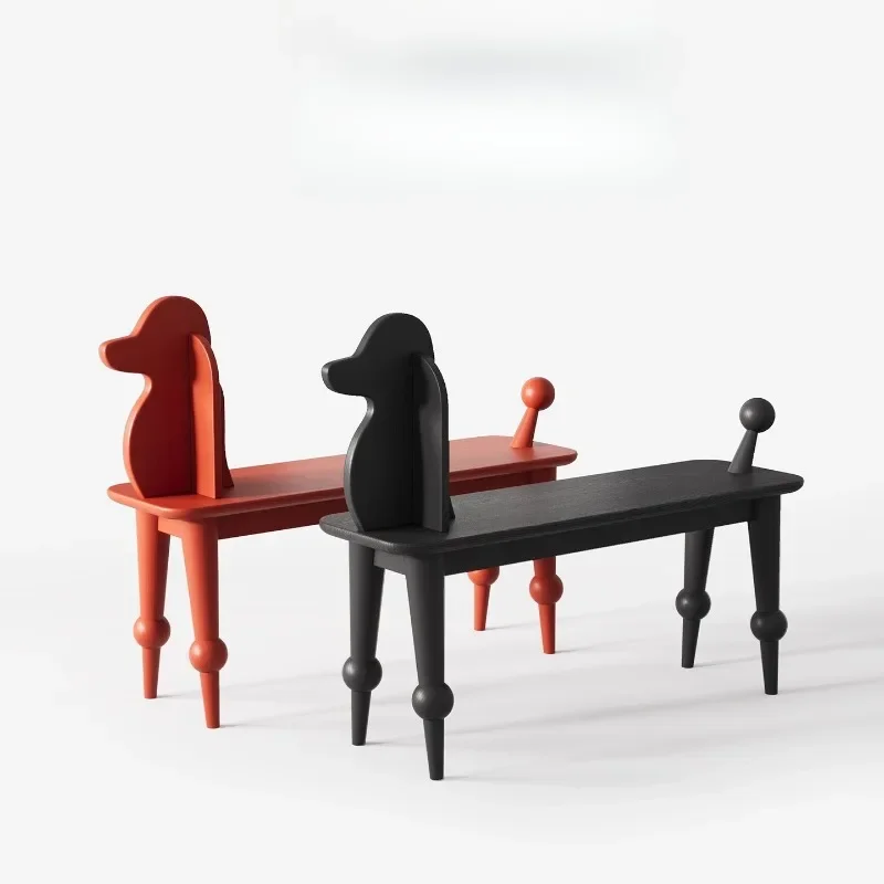 

Solid wood puppy shoe changing stool medium antique ash wood bedside stool household entrance large ornament