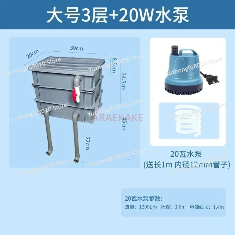 Clean water circulation three in one system accessories,Fish tank filter,  complete set of drip box, turnover box, outdoor turtl