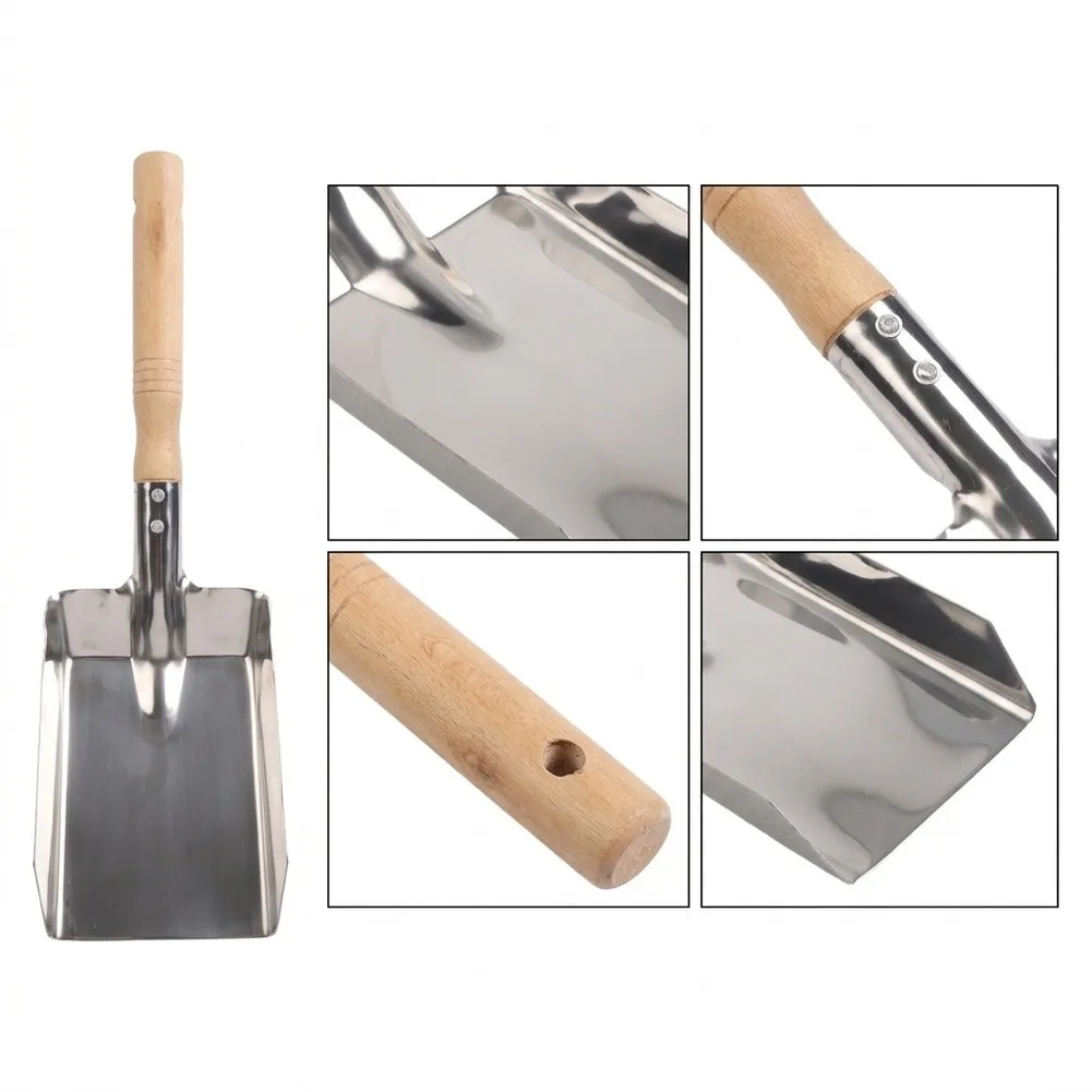 Fireplace Cleaning Tool Stainless Steel Ash Shovel with Wide Scoop Head Suitable for Indoor Outdoor Applications