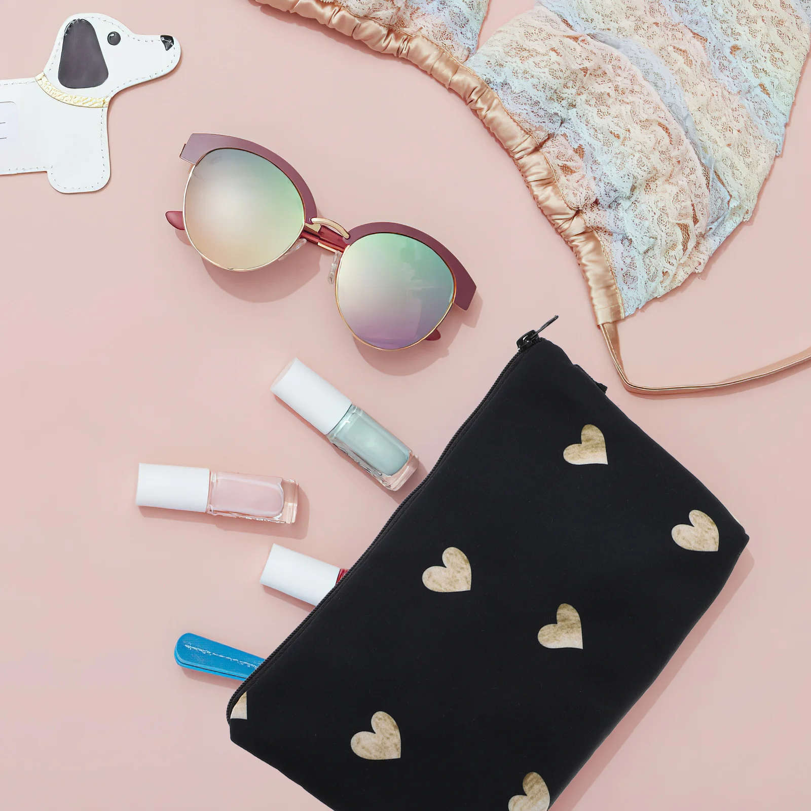 

Printed Bag Compact Travel Makeup Organizer For Toiletries Lipstick Toothbrush Storage Portable Pouch Gym