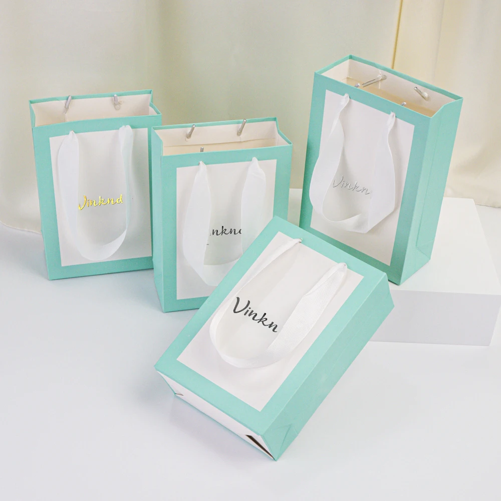 

Custom Logo Colorful Gift Bag Jewelry Present Packaging Bags Perfume Candle Wig Shopping Pouches With Handle For Wedding Party
