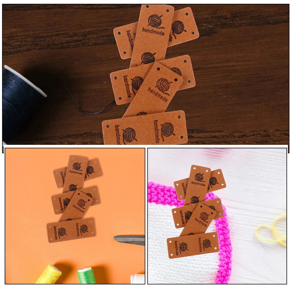 20Pcs Handmade Fake Embossed Tags Clothing Labels Colorful Sewing Labels DIY Accessories for Jeans Bags Hats Crochet view 6