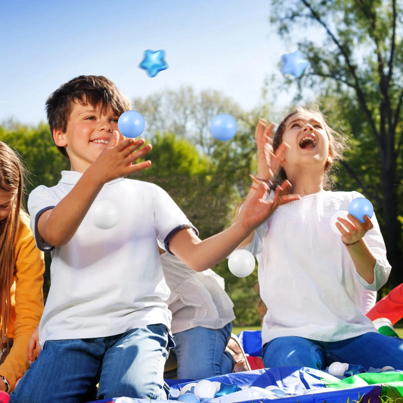 100 Uds. De pelotas de juguete para niños pequeños, formas para bebés, sartenes de plástico para niños