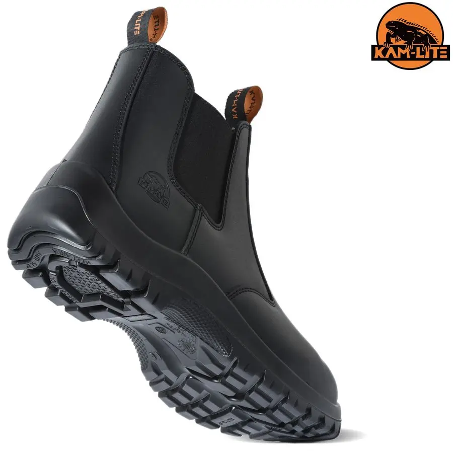 Boots for Men, Slip On Steel Toe Chelsea Safety Boots, Waterproof Slip Resistant Work Shoes, Lightweight Comfortable Breathable