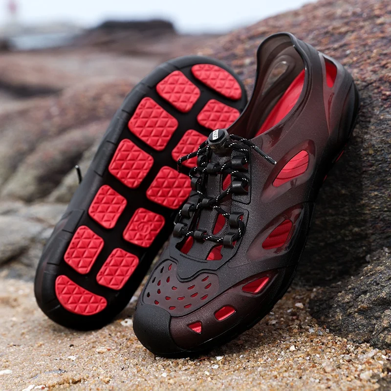 Men's Summer Outdoor Sports Sandals Anti-Slip Breathable Deodorant Clog Shoes Large Size Beach Slippers Casual Flat Heel