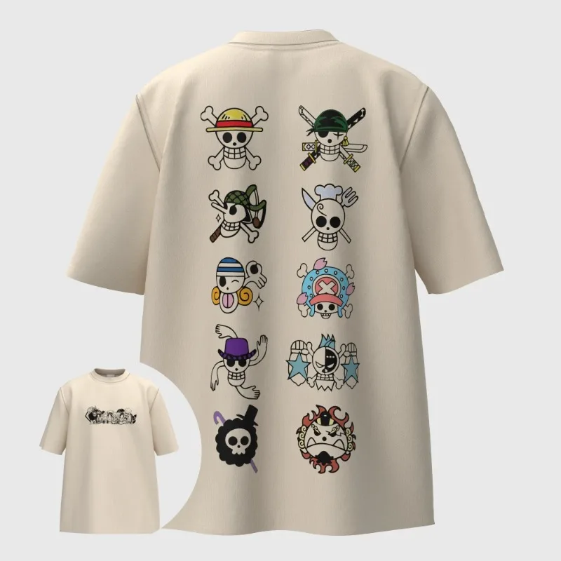 

One Piece NEW 2025 Футболка с экипажем, модная новая горячая официальная продукция, свободный крой, унисекс, аниме, топ из мягкого хлопка с винтажным принтом