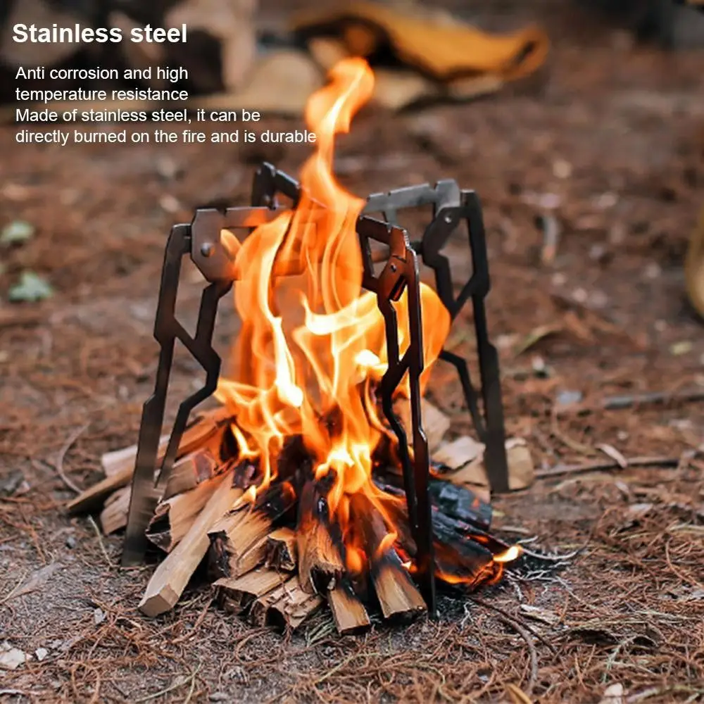

Stove Accessories Bonfire Support Removable Design Non-slip Thickened Four-leg Pot Rack Folding Pot Rack Stove Bracket Pot Rack