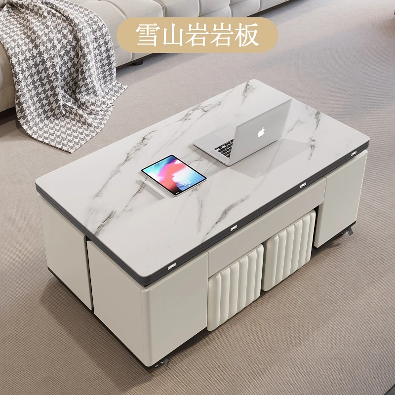 Multifunctional coffee table multi-use lifting folding dining table simple living room small apartment light luxury