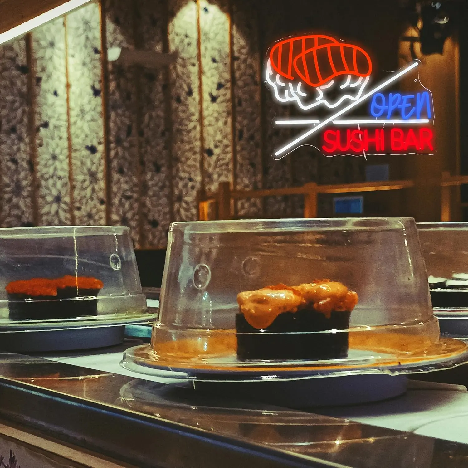 Sushi Neon Sign LED Bar Open Sign for Wall Decor USB Dimmable for Business Japanese Restaurant Shop Snack Food Street Decor Gift