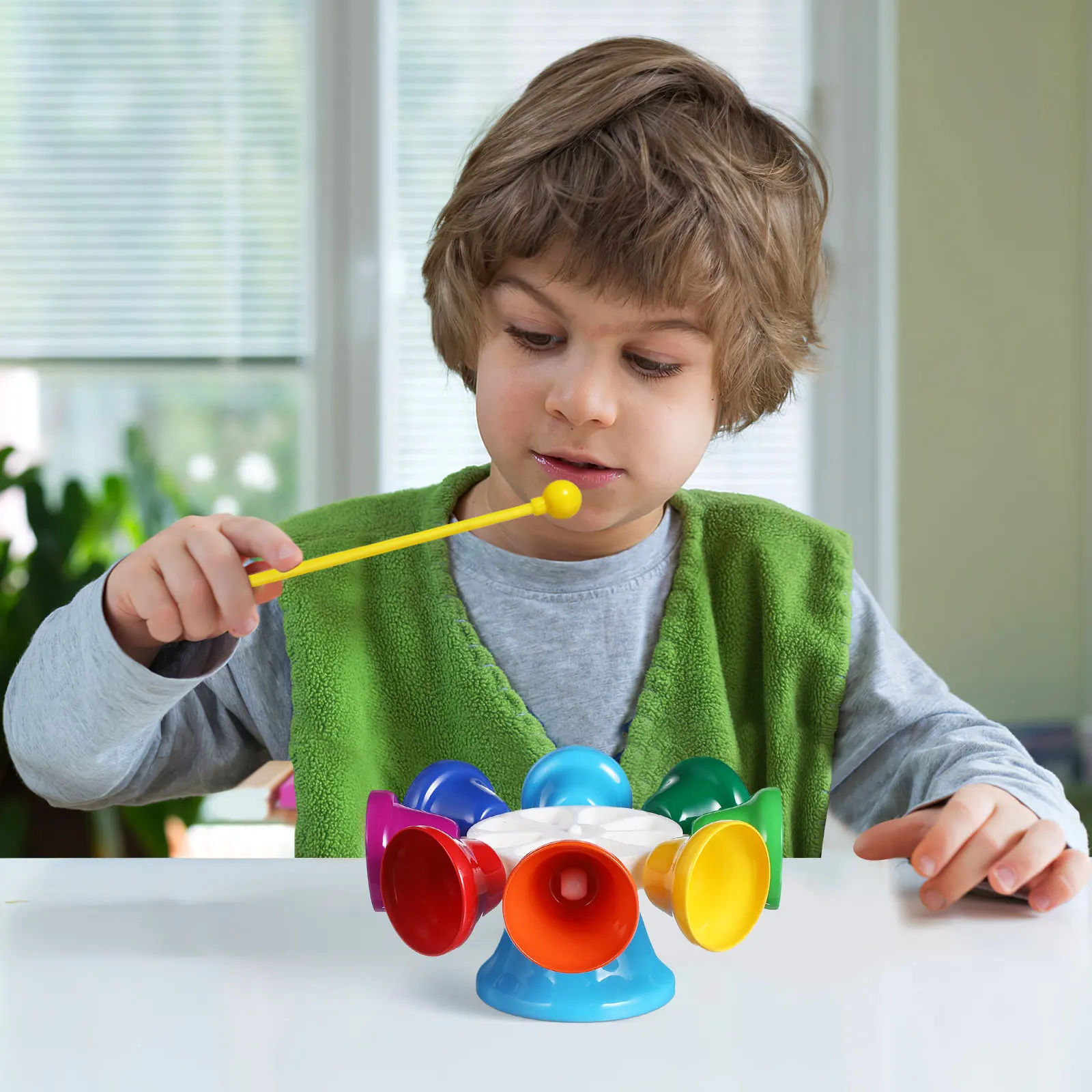 8色の8音階ハンドベル、音楽玩具、幼児教育、知育玩具、子供向け、脳の発達を促す、就学前の学習に最適。
