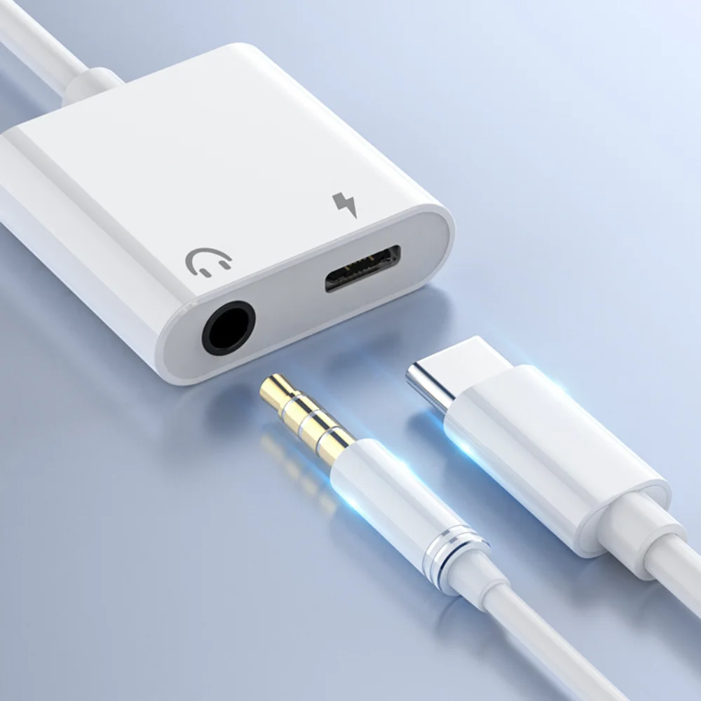 2-in-1 3 5mm To Type C Adapter Digital Aux Cable Type-C To Type-C Converter Conversion Headphone Converter