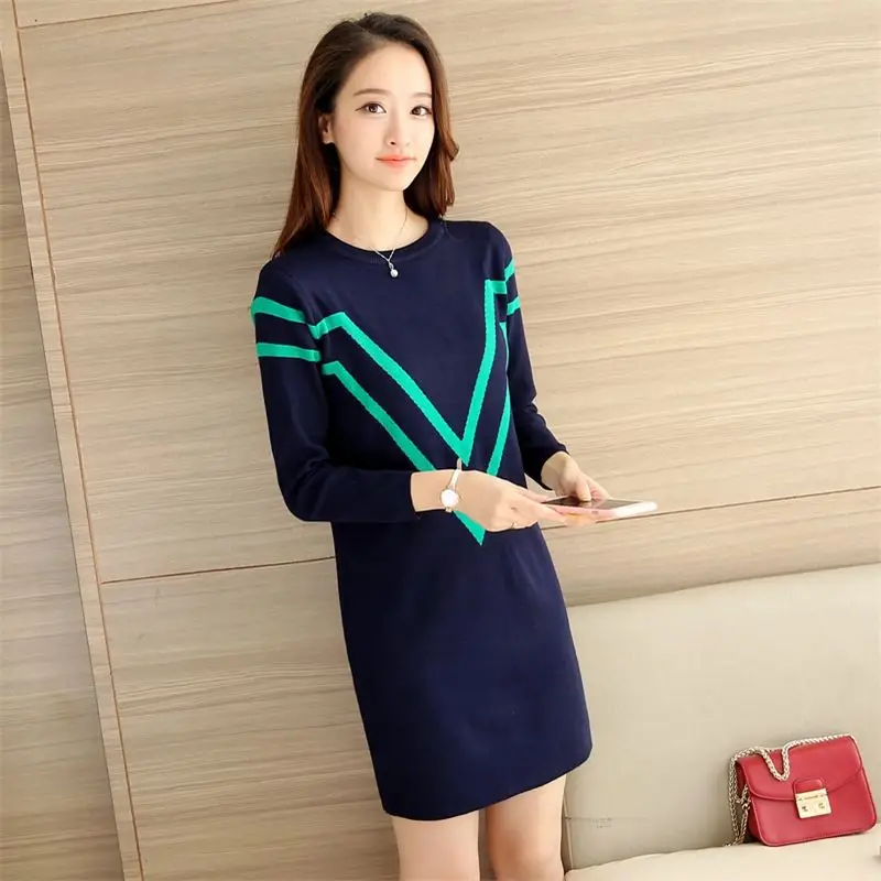 

Petite and Short Tall Autumn and Winter Women's Dress Mid to Long Korean Version Sweater Base Skirt