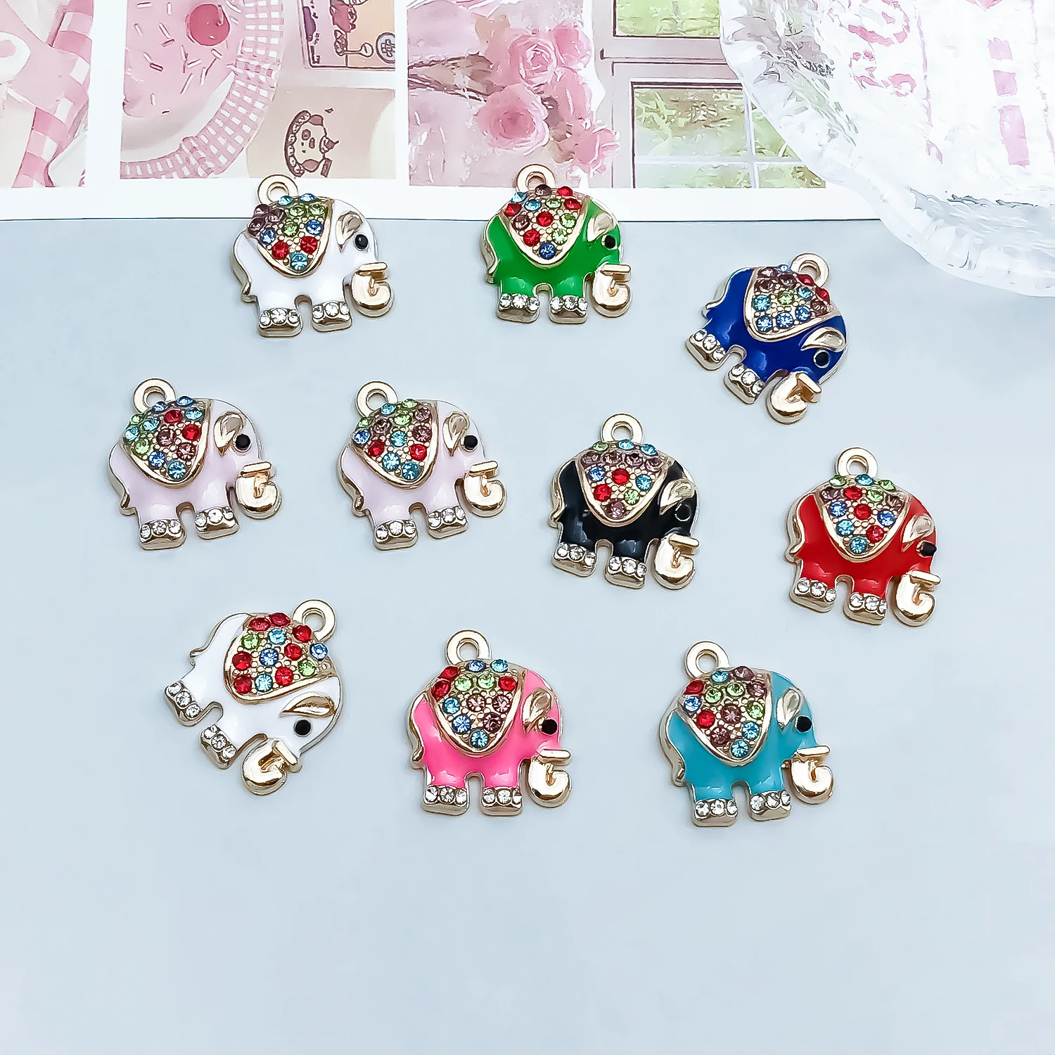 2pcs/10pcs Alloy Enamel Animal Series Elephant Pendant Jewelry Making DIY Earrings Charms for Jewelry Bracelets Necklace