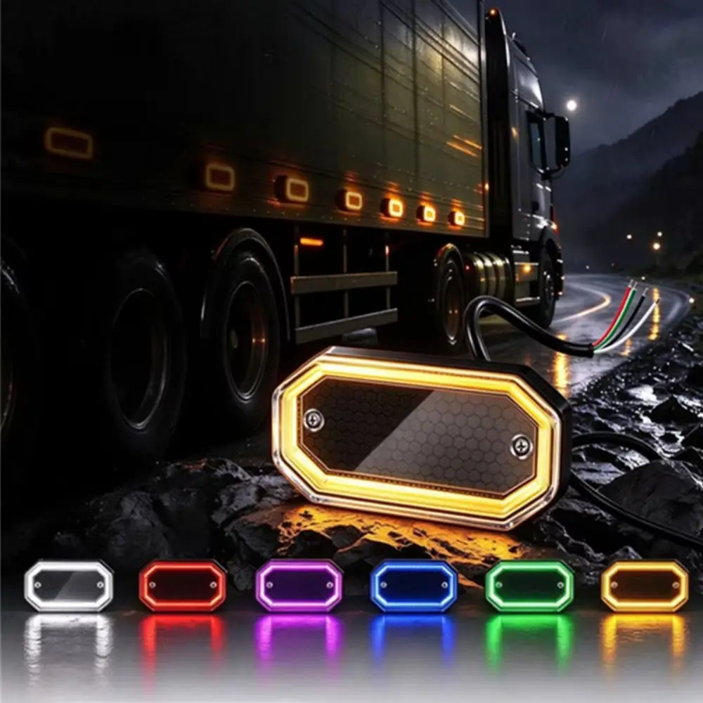 2PCS 12-24V LED Warning Light Multi-Mode Dynamic Flashing Side Marker Lights Clear Lens Multicolor Turn Signal Light