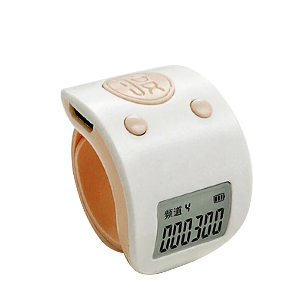 Mini Digital LCD Electronic Finger Ring Hand Tally Counter 6 Digit Rechargeable Counters Clicker-White