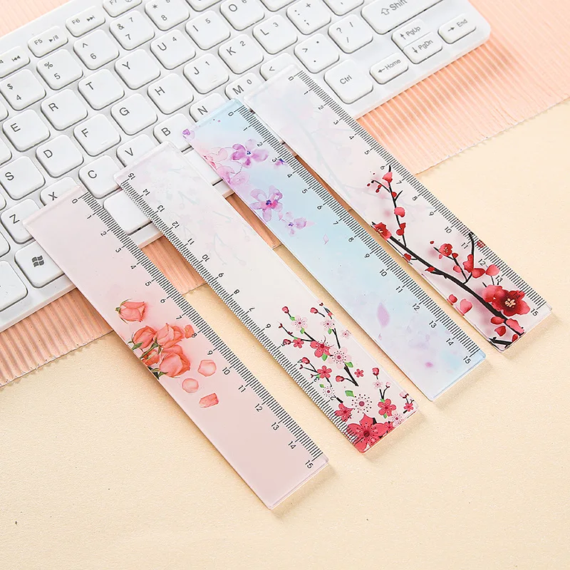 

Flower Ruler Kawaii Accessories School Supplies Papeleria Transparent 15cm Drawing Tool Regla Cute Stationery School Rules