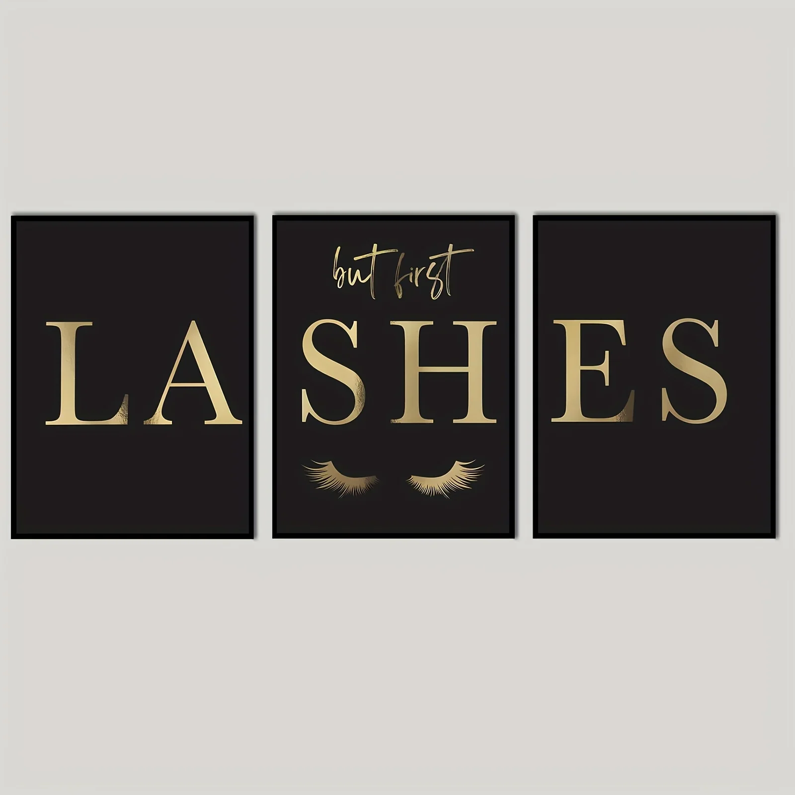 3pcs But First Lashes Prints Eyelash Extension Wall Art Canvas Poster for Beauty Salon Lash Studio Decoration Unframed