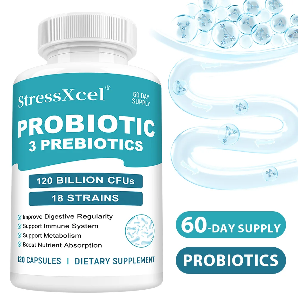 

Probiotic + Prebiotics Capsules,120 Billion CFUs,18 Strains,Improve Digestive,Support Metabolism,Boost Nutrient Absorption