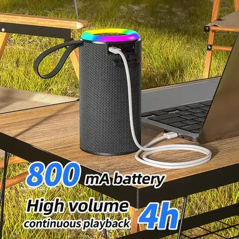 휴대용 블루투스 스피커 Tws 미니 Rgb Led 빛 무선 스테레오 방수 파티 음악 플레이어 플러그 가능 카드 컴퓨터 스피커