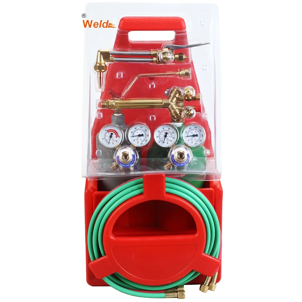 Portable Welding Cutting Torch Kit   Acetylene Tanks Welding Cutting Torch Kit with Plastic Tote Frame