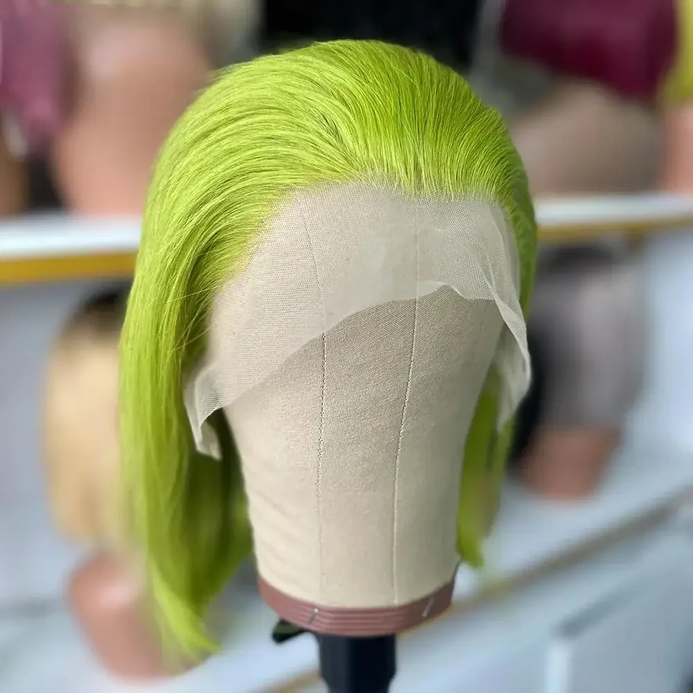 Frontal de encaje transparente 13x4 gris plateado ﻿   Peluca corta Bob Pelucas de cabello humano 100% Black Friday Role Playing Essentials 180% Densidad