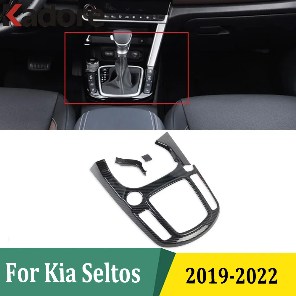 

For KIA SELTOS 2019 2020 2021 2022 Gear Shift Panel Cover Car Decoration Trim Interior Accessories Car Styling Carbon Fiber