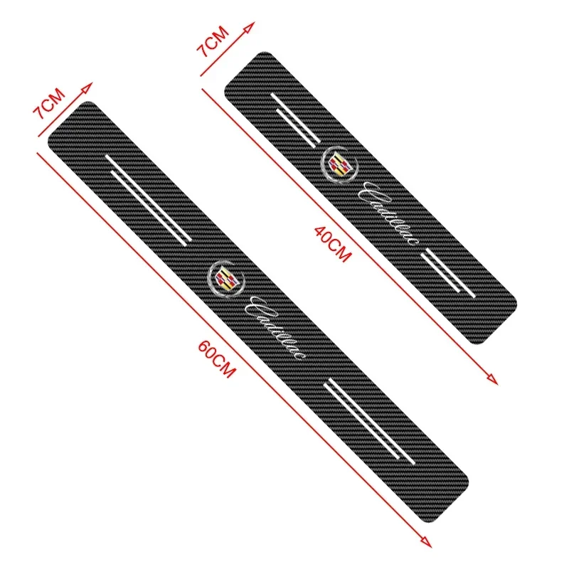 Car Carbon Fiber Door Sill Sticker Anti-Scuff Plate Anti-Scratch Protective Decal Universal For Cadillac XT5 XTS CTS BLS DTS SRX