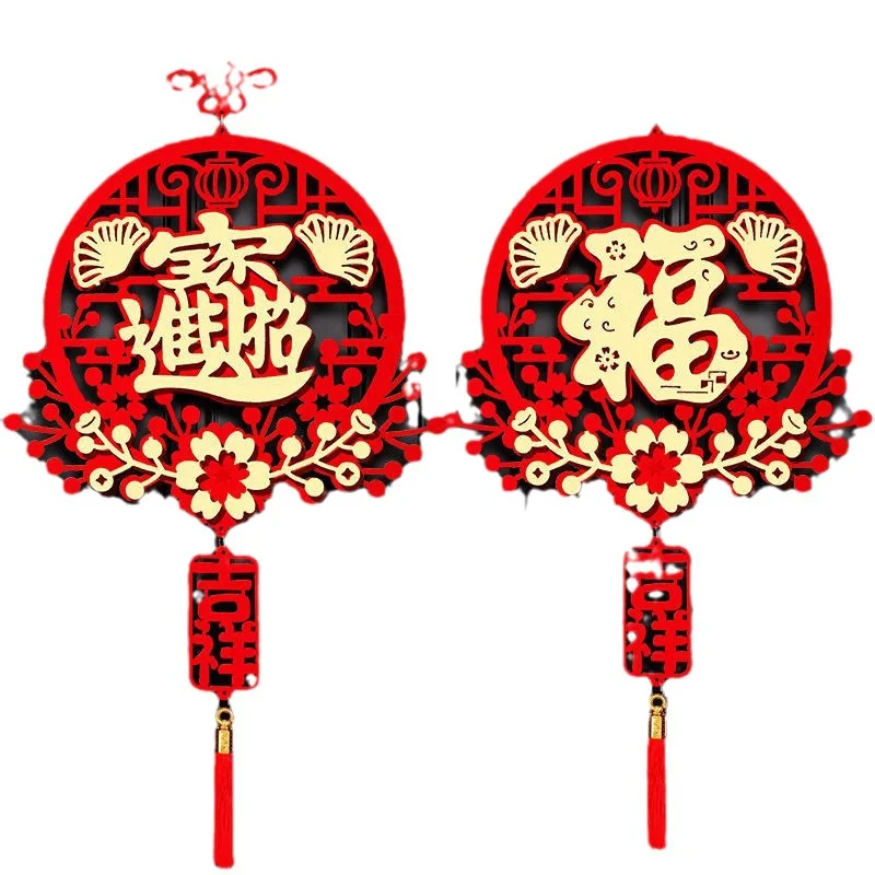 قلادة معلقة كلاسيكية حمراء مع شرابات زخرفة نافذة الباب زينة مهرجان قلادة كبيرة ديكور أحمر السنة الصينية الجديدة ديكو