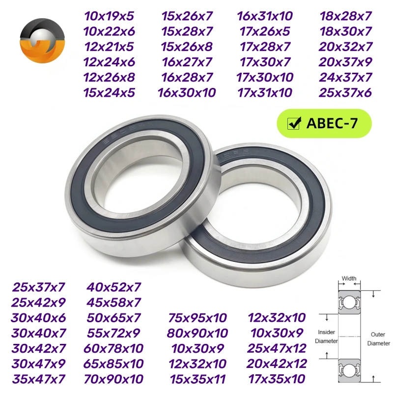 2Pcs 6905RS 25x42x9mm Bearing ABEC-7 Lubricated Sealed Deep Groove Ball Bearing 6900 6901 6902 6903 6904 6906 6805 6806 RS 2RS
