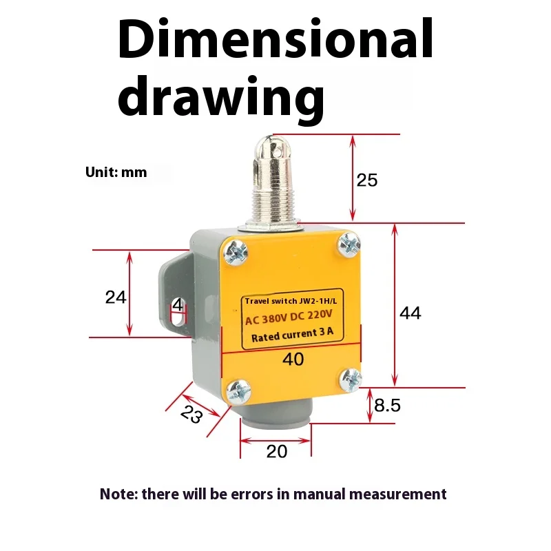 Travel switch JW2-1H/L self resetting one on one off circular roller type small plunger micro movement limit switch