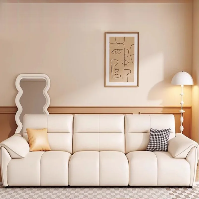 Italian modern Foshan large and small apartment straight row living room first layer cowhide big brand with the same leathe