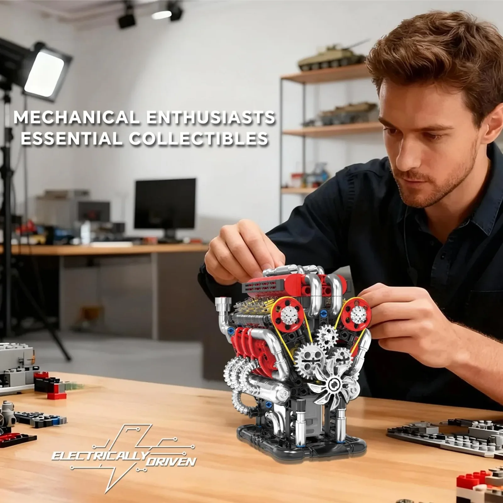 G8908 Blocchi meccanici del motore V8 elettrolitico 538PCS Kit di costruzione compatibile con modello supercar