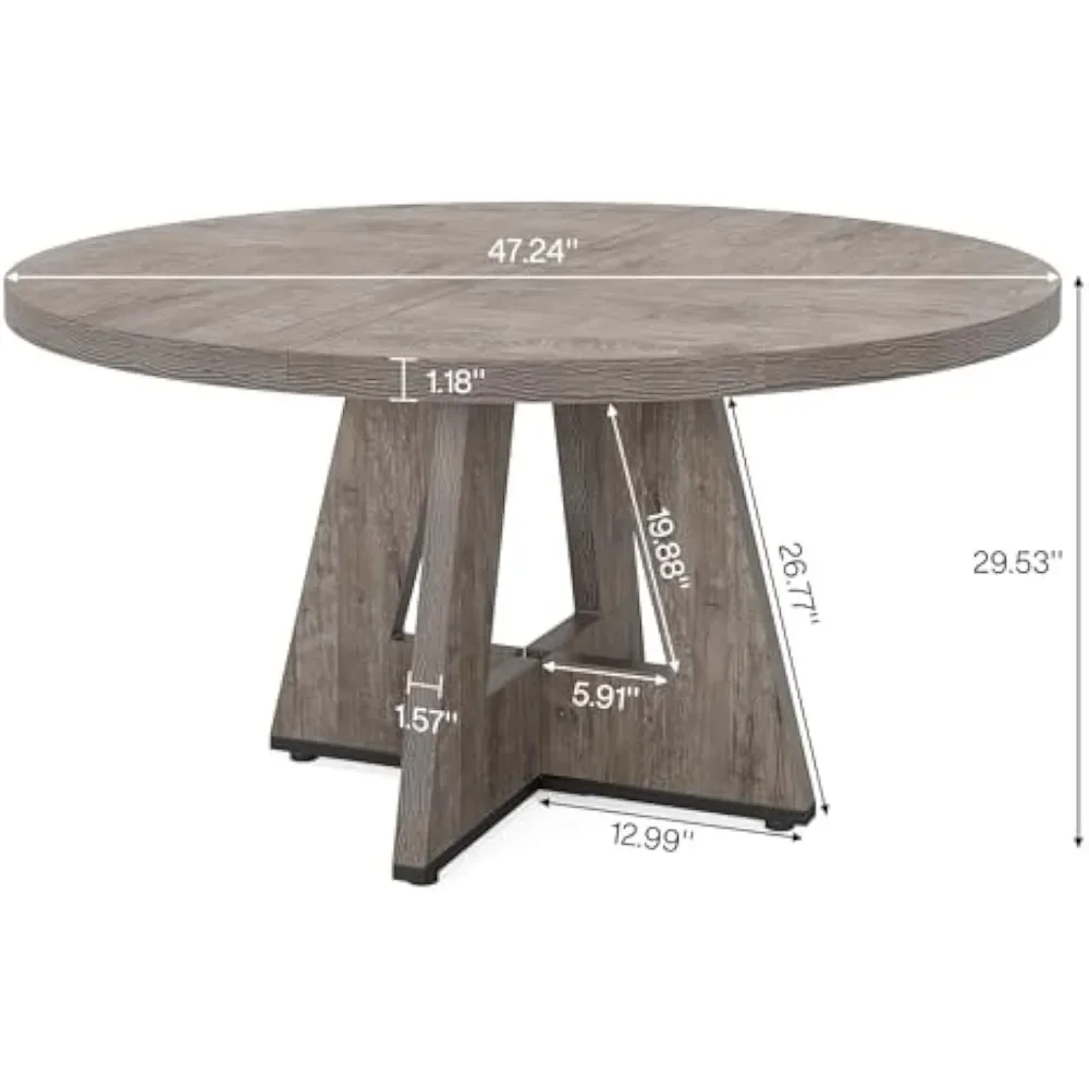 ound Dining Table for 4, 47 Inch Grey Kitchen Large Farmhouse Wood Kitchen Dinning Table Chairs not Included