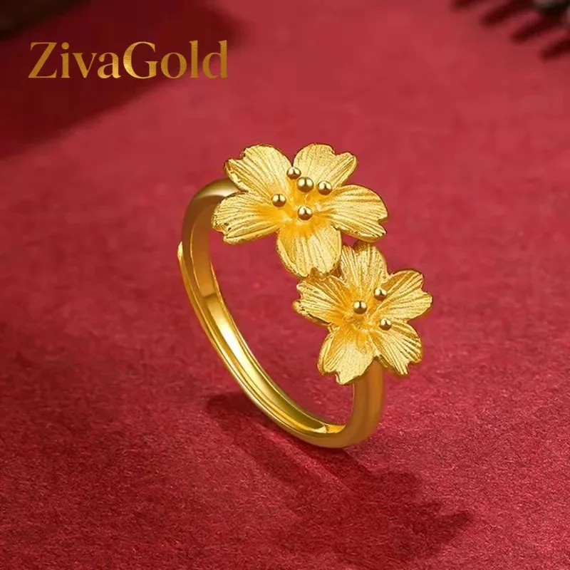 

ZivaGold Luxury 24K 9999 Pure Gold real gold Gesang Flower Bracelet Women's Gesang Flower Ring