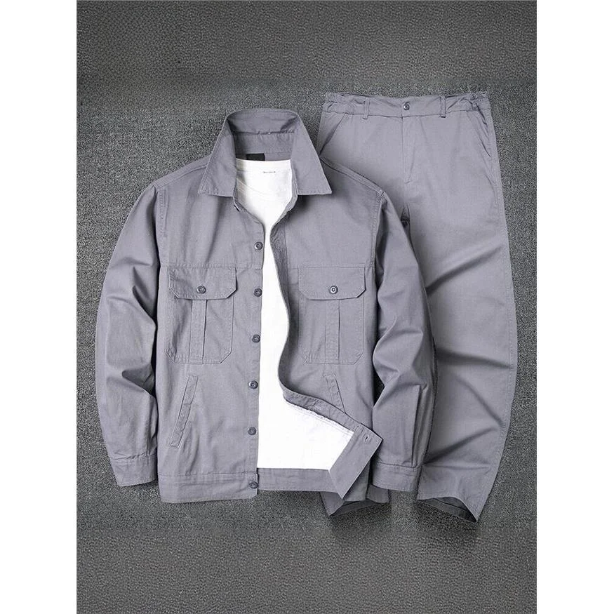 

Men's Summer Thin Long Sve Cotton Workwear Set Breathable Multi-ket ort Sve Repairing Welding Protective ...