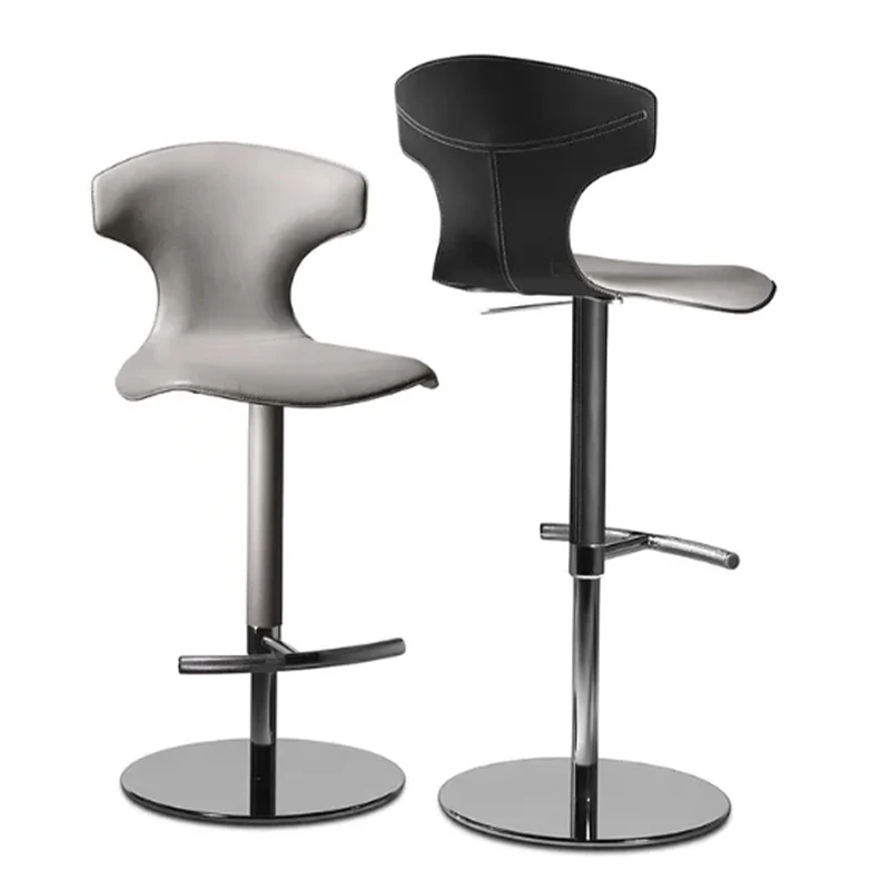 PFC24338 Luxury Modern High Foot Rotating Leather Stools Stainless Steel Lift Bar Chair for KTV Home Kitchen Dining Application
