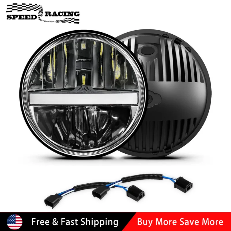 

2 шт. 7-дюймовые круглые светодиодные фары Halo DRL Turn для 2007-2015 Jeep Wrangler JK 4-дверный неограниченный 1981-1985 CJ-8 Scrambler