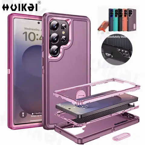 Funda para Samsung Galaxy S25 Ultra S25 Edge S24 S23 A16 A56 cuerpo 3 en 1 a prueba de golpes resistente antiarañazos funda con soporte resistente