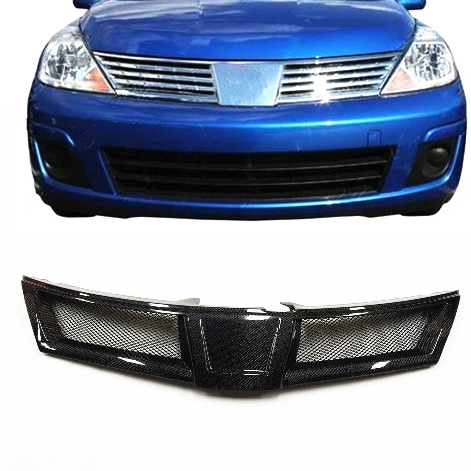 

Car Front Grille Racing Grill Upper Bumper Hood Mesh Grid For Nissan Versa 2007 2008 2009 2010 2011 2012