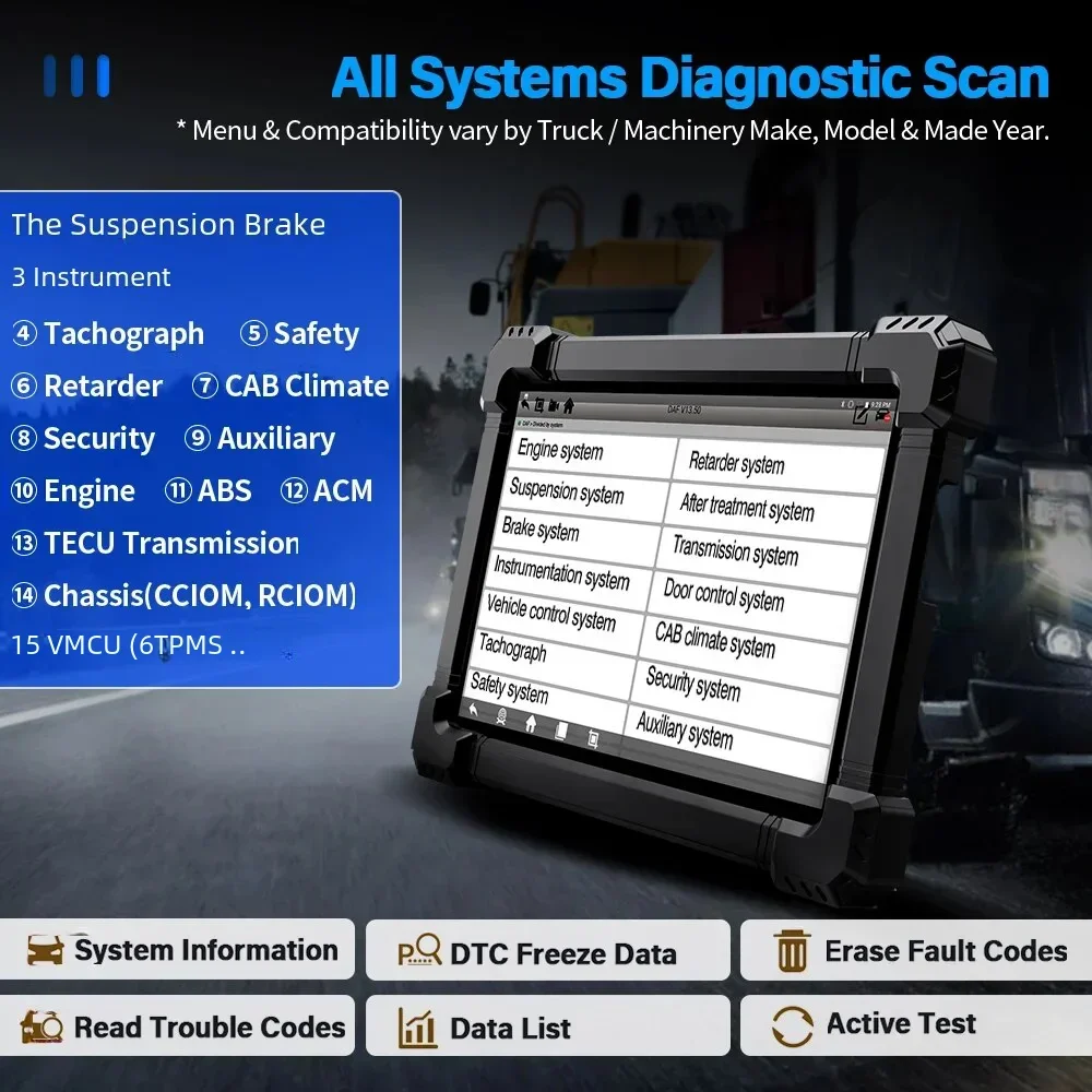 ANCEL X7 HD Diesel Heavy Duty Truck Scanner Bi-directional Test ECU Coding All System DPF Regen 15 Reset OBD2 Diagnostic Tools