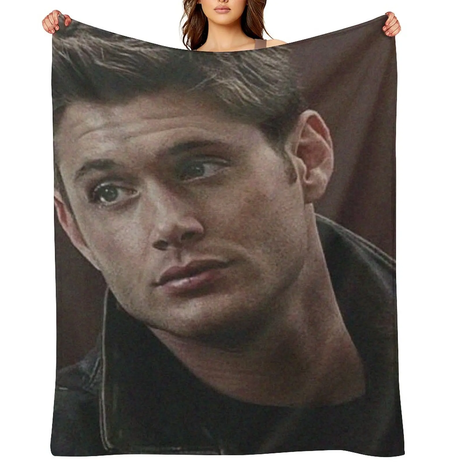 

jensen ackles, Dean Winchester Throw Blanket Sofa Quilt Personalized Gift christmas gifts Luxury Thicken Blankets