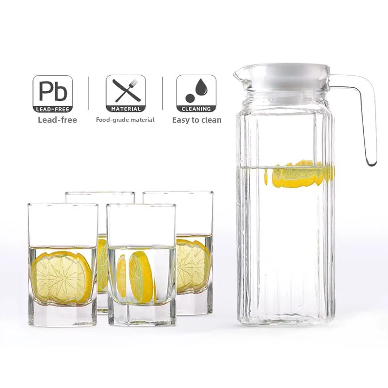 Heat Resistant Glass Water Bottle Ice Bucket Cold  Pot for Cooling Tea And White  Hot And Cold Cup