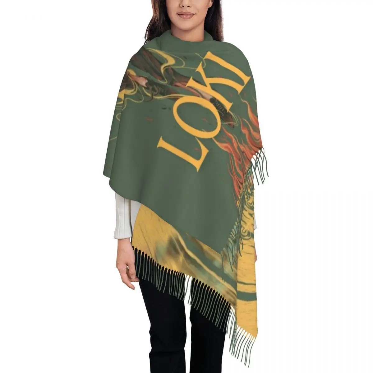 

Custom Loki Norse Mythology Tassel Scarf Women Soft Shawl Wrap Ladies Winter Scarves