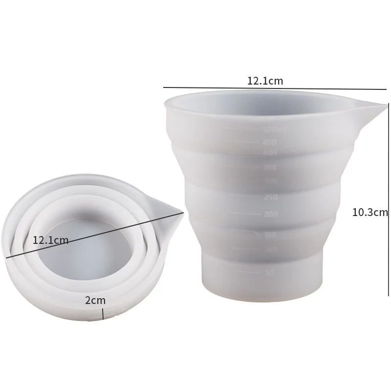 Molde de taza plegable de silicona para dispensador de yeso, contenedor de boca larga para bricolaje, taza medidora de resina epoxi, herramienta de decoración del hogar