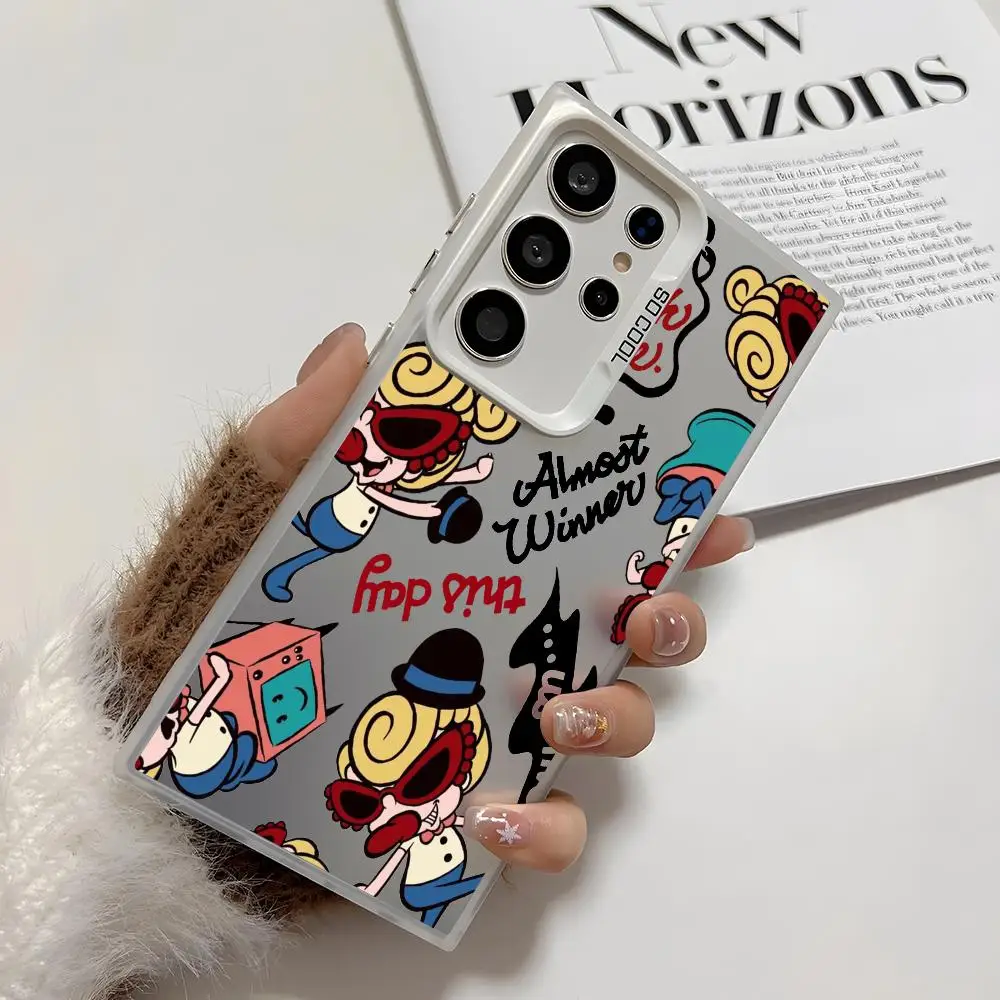 Cartoon H-Hysteric Mini Phone Case For Samsung Galaxy S25 S24 S22 S23 Ultra S21 S23 Plus 5G Shiny TPU Cover Shockproof Funda