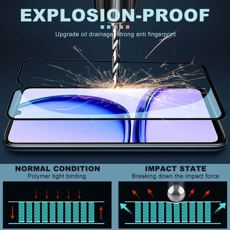 3 pz vetro temperato trasparente per Realme C20 C21 C25 C30 C31 C33 C35 C51 C53 C55 protezione dello schermo per Realme C25s C30s Film