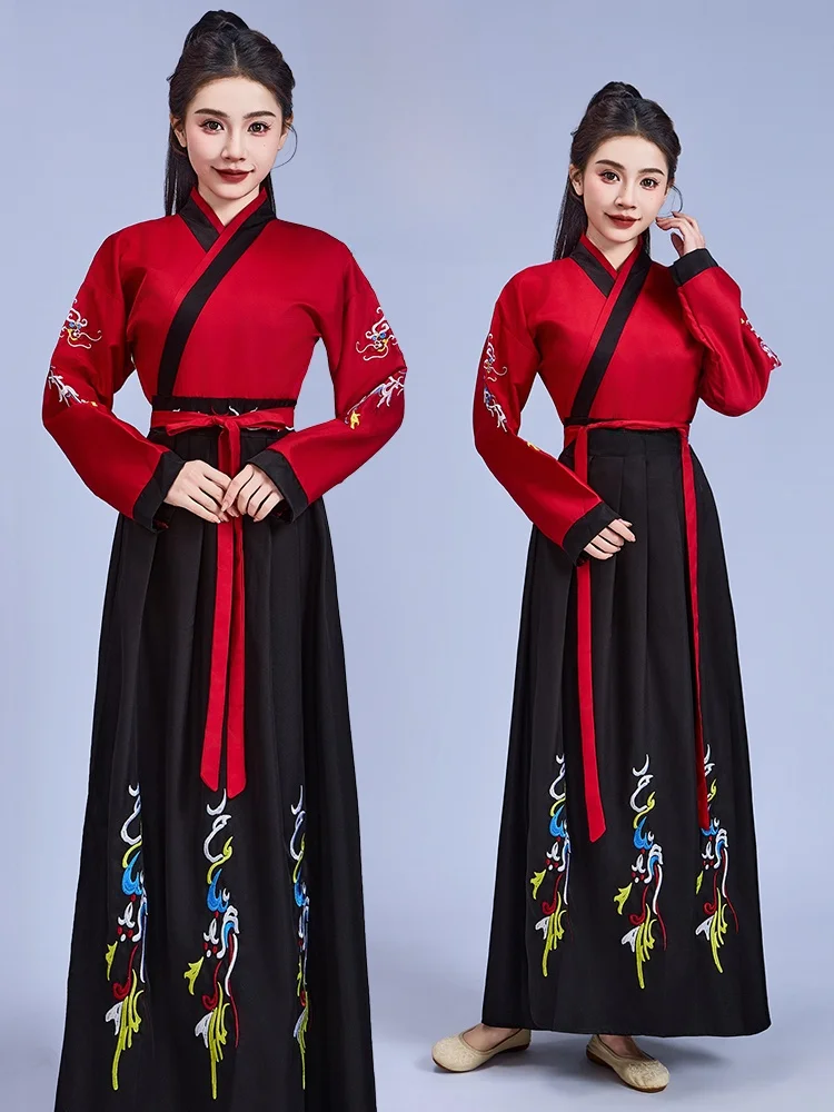 

Adult Chinese Traditional Costume Wu Xia Dance Performance Outfit Flower Mulan Drumming Clothes National Stage Faion