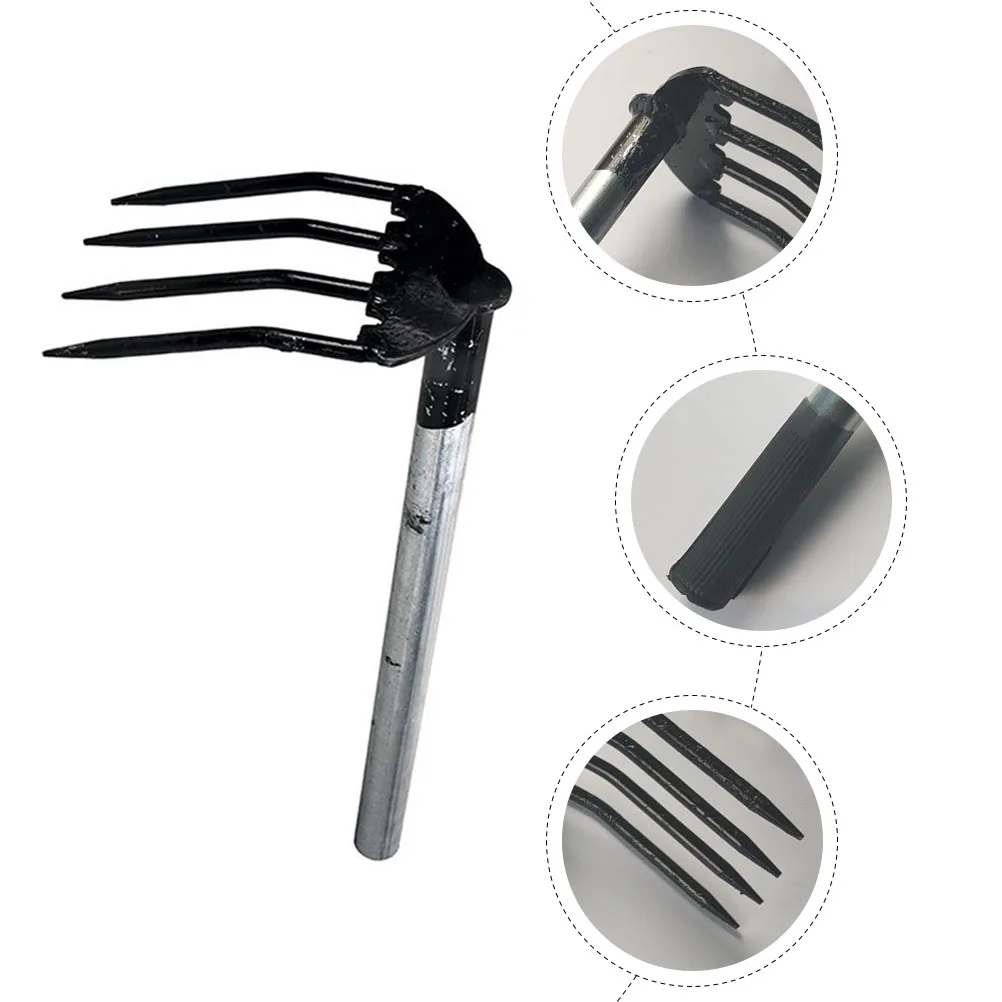 

2pcs Four-tooth Peanut Rake Garden Hand Tool Steel Handle Loosening Soil Cultivator Digging Sturdy Weeding Orchard Lawn Yard