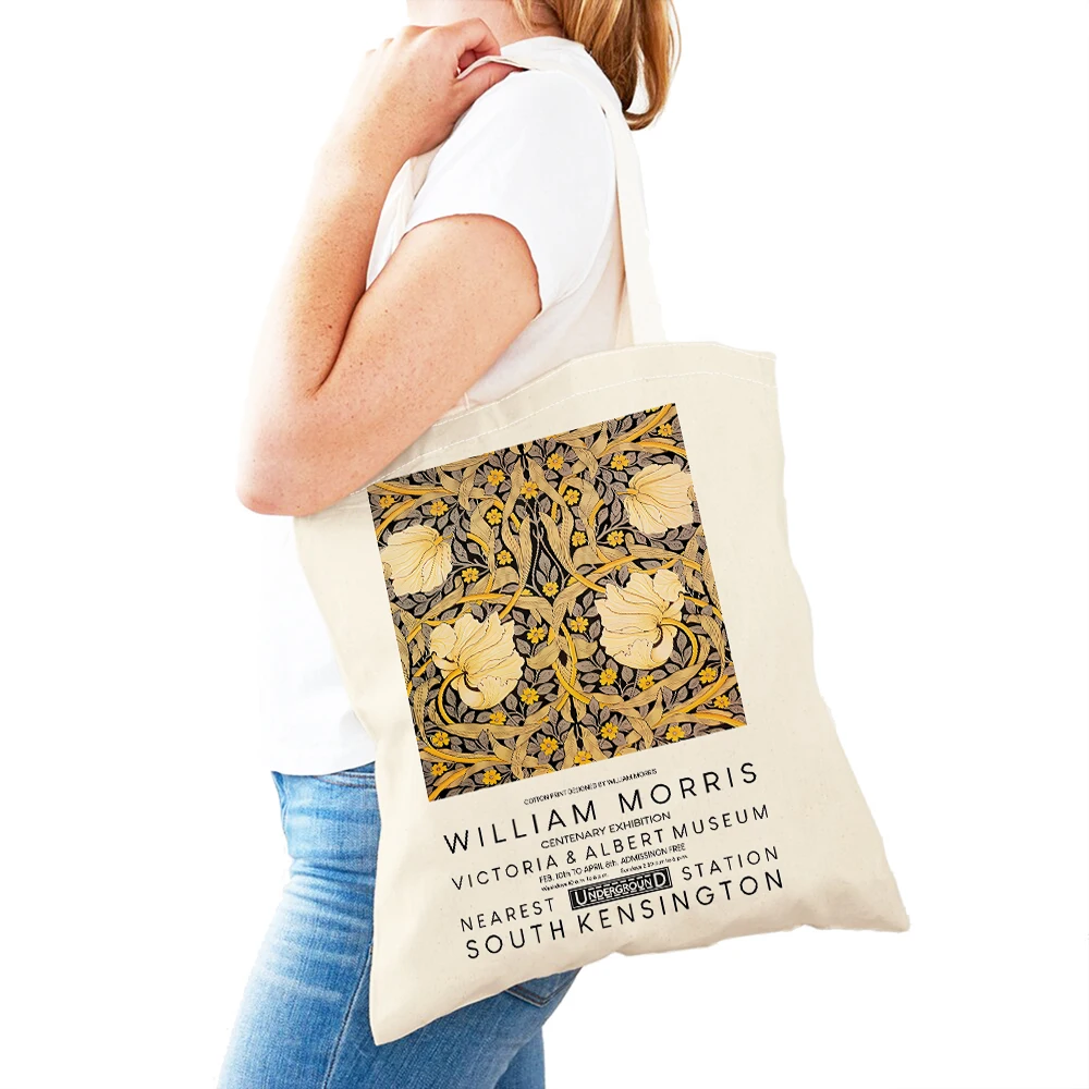 William Morris Print Flower Abstract Vintage Boho Casual Women Shopping Bags  Shopper Bag Both Sided Shoulder Tote Handbag